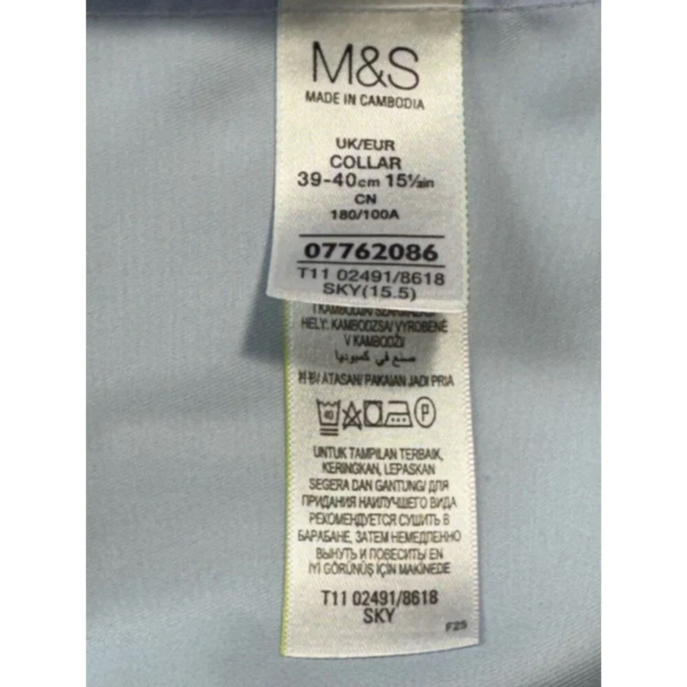 Marks & Spencer Men's Pastel button down Dress Shirt Bundle, Light Pink Blue